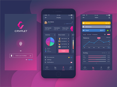 "Cryplet" - digital wallet for cryptocurrency. appdesign banking bitcoin blockchain businessstrategy chart crypto cryptocurrency designthinking etherium extej design agency finance fintech ico payment user experience design user interface design userexperiencedesign userinterfacedesign