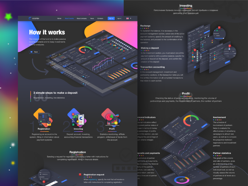 How it works page for financial project 3d banking blockchain crypto dashboard extej finance fintech interaction design isometric payment ui uidesign uiux userexperiance userinterface ux uxdesign uxui web design