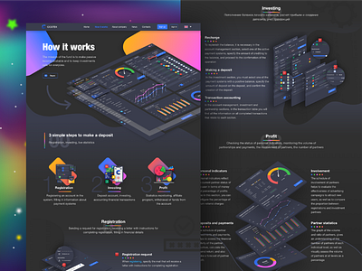 How it works page for financial project 3d banking blockchain crypto dashboard extej finance fintech interaction design isometric payment ui uidesign uiux userexperiance userinterface ux uxdesign uxui web design