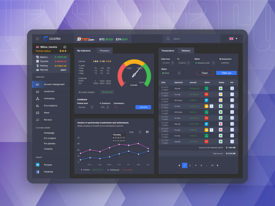 Investment dashboard for ICO fintech project