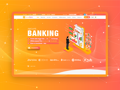 Landing page for Solar Bank financial project bank banking blockchain chart crypto cryptocurrency deposit extej finance fintech illustration investment isometric illustration landing page payment ui design user experience user interface ux design web design