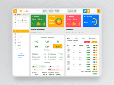 Dashboard design for financial institution | Solar Bank account analytics chart crypto digital wallet exchange extej finance fintech graphs investment online banking payment service design statistics ui ui design ux ux design web design