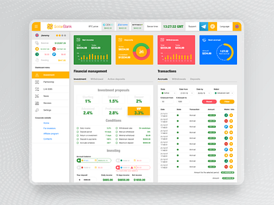 Dashboard design for financial institution | Solar Bank