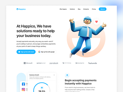 Happico - Landing Page Exploration 3d illustration app blog branding card cms icon illustration interface design ios mobile product design responsive typography ui ui design ux ux design web design website