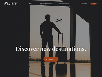 Wayfarer, landing page. app design hero page home page landing page minimal mobile responsive website ui user interface ux