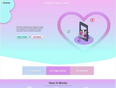 Landing page for dating app branding design ui ux