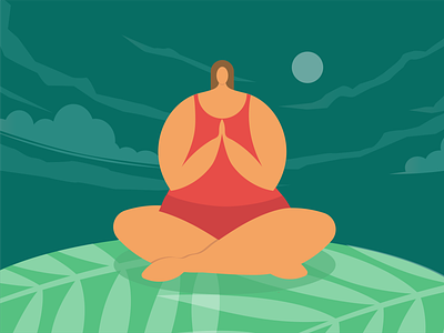 Girl yoga meditation illustration