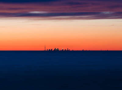 Toronto Skyline Long Exposure clouds lake long exposure photo skyline sunset water