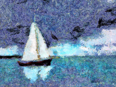 Pleasure boat near the coast decoration digital art frame home decor illustration impressionism art oil paintings poster sailboat seascape