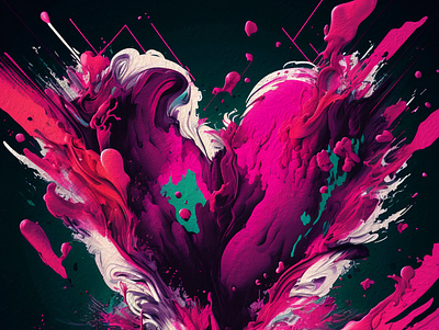 The heart's abstract journey affection celebration decorative design devotion digital art dripping paint framed art print heart home decor home poster illustration impasto paint love magenta office decor oil painting romance valentines day wall art
