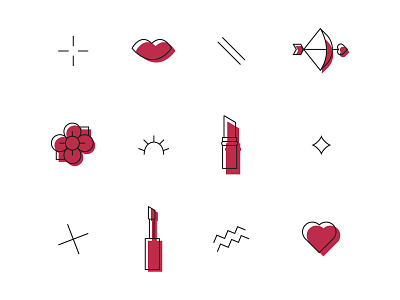 Modern Muah Icons background design flat girly icon lips love minimal modern pattern red romantic