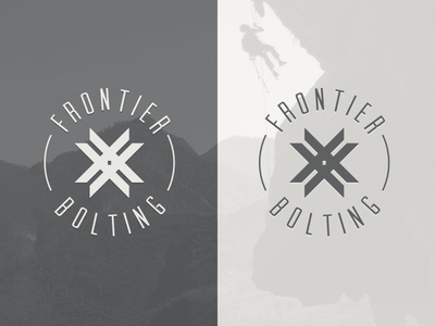 Frontier Bolting brand dark identity light logo outdoors rock climber rock climbing