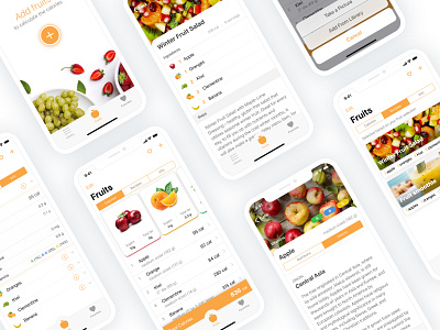Fruity Capture App Design app app design artificial intelligence calories food food and drink fruit image recognition orange recipes ui ux