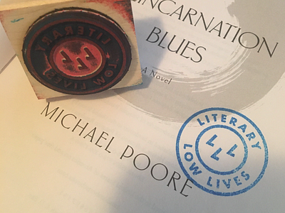 Literary Low Lives Book Club branding design hiddenface stamp