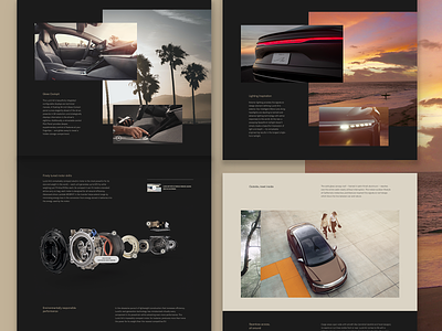 Lucid Product pages automotive car cgi components grid layout modular design photography website