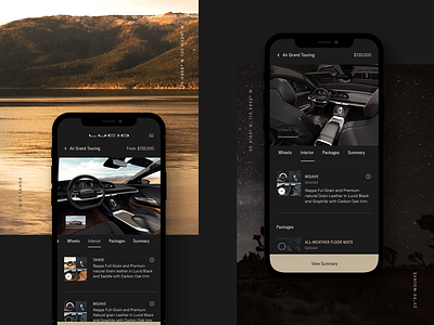 Lucid: Configurator Mobile 3d automotive california car configurator configure list mobile mood tabs