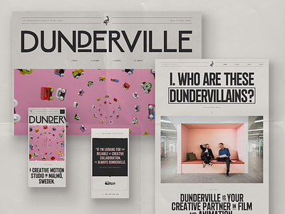 Dunderville: Identity, Branding, Website 01 homepage motion paper type typograhy