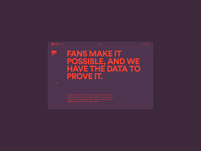 Spotify for Artists: Fan Study / Homepage animation data infographics landingpage logo music spotify webgl