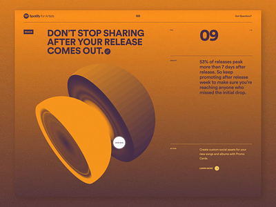 Spotify for Artists: Fan Study; Insight 09 data close data data visualization expand infographic motion open particles webgl