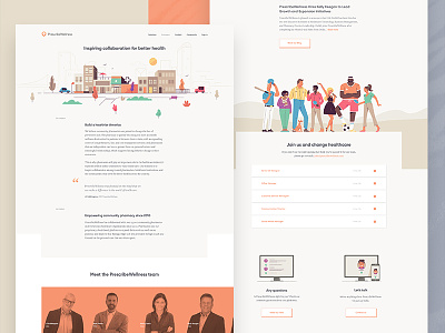 PrescribeWellness Company page animation care clean company doctor health illustrations layout page pharmacy
