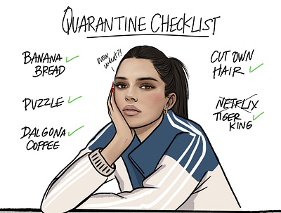 Quarantine checklist drawing funny funny illustration illustration digital jenner kardashians kendall procreate quarantine