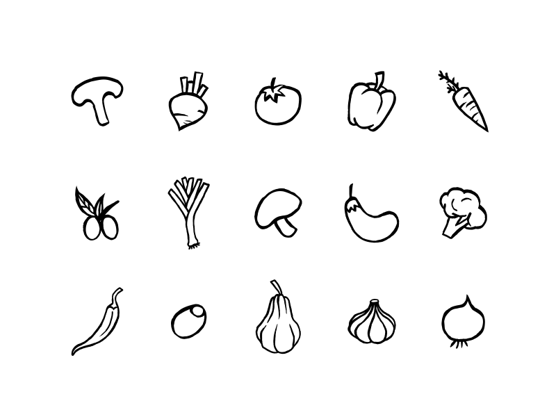 Pen Brush Vegetables flat hand drawn icon pack icon set icons illustration lineart pen brush traditional vector vegetables vegetables set