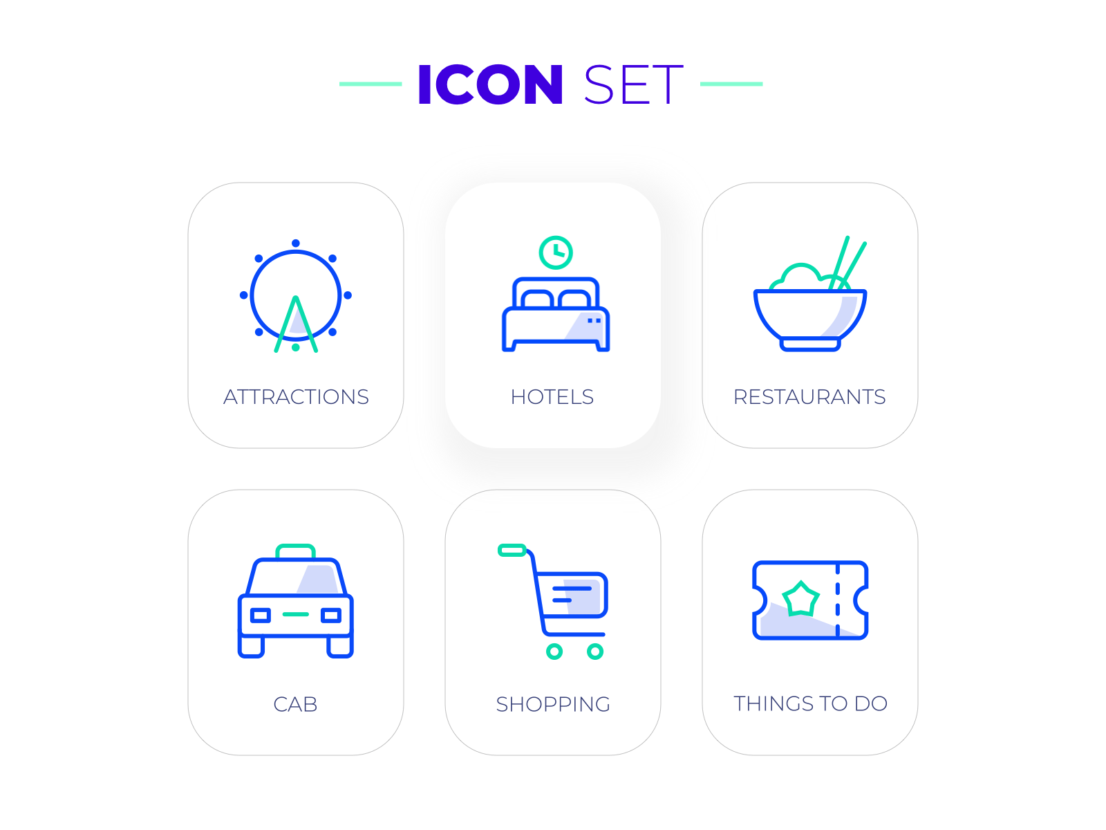 Animated icons cab icons minimal restaurants shopping things to do travel ui icons