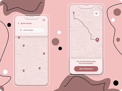 Daily UI Challenge: Location Tracker anthropologie app branding dailyui020 dailyuichallenge design figma icon illustration locationtracker logo mapviews pentool shadoweffect shoppingapp ui ux vector