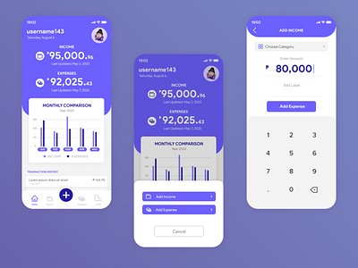 Money Tracker App High-Fidelity Mockups app design mobile mobile ui money app money tracker savings tracker ui design