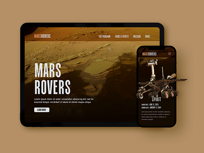 MARS ROVERS - Landing Page Design landing page landing page design landing page mockup mars rovers mobile ui science page ui design