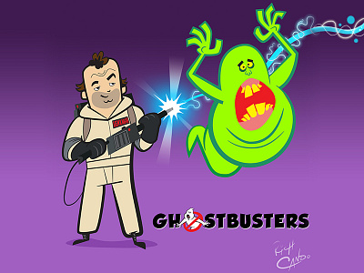 Ghostbusters - Peter Venkman & Slimer ghostbusters illustration