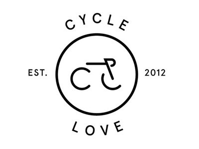 CycleLove bike cycling hipster logo round stamp