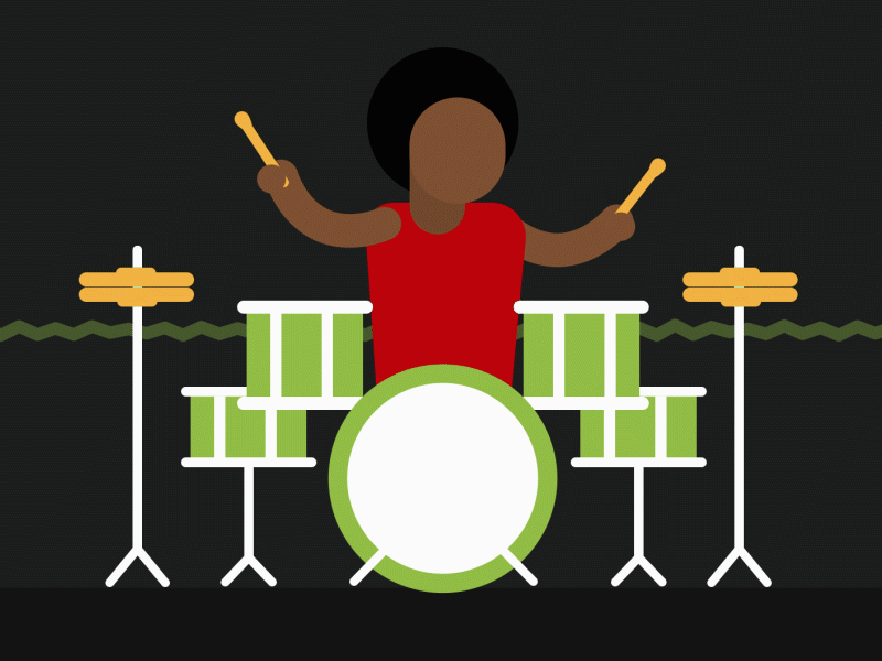 Drummer 2d character drummer motion graphics rubberhose