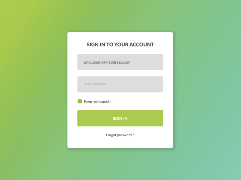 Simple Login Screen with gradient background by Arun Sengupta on Dribbble