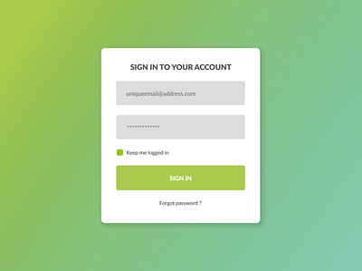 Simple Login Screen with gradient background clean flat freelancer gradient green lato light login form login page minimal minimalist simple ui ui design ux