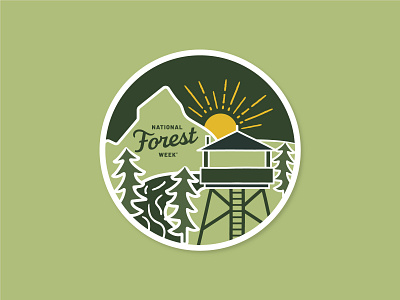 National Forest Week Sticker forest illustration outdoors sticker trees