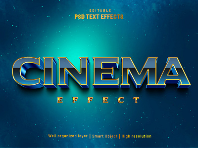 Cinema Editable text effect PSD alphabet fonts cinematic movie