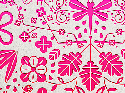 Dragonfly Otomi Pattern dragonfly otomi pattern pink vector