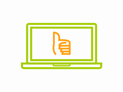 Thumbs Up! green icon laptop orange thumbs up