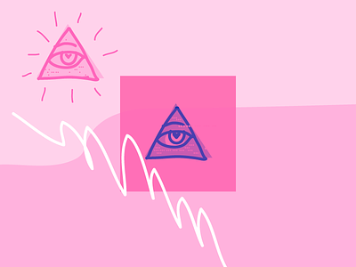 i|| hand drawn illuminati pink pyramid