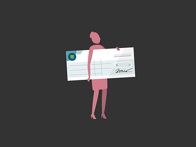 The Big Cheque character finance illustration illustrator law pink woman