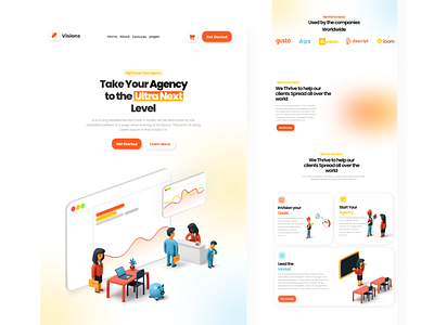 Visions agency app branding creative design graphic design homepage illustration logo ui