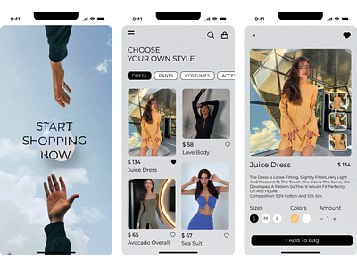 Online store aesthetic app clothes design mobile app ui ux web design