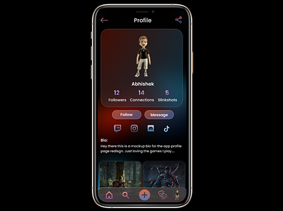 Profile Tab UI design- Slinkshot App design gaming graphic design mobile app redesign slinkshot ui