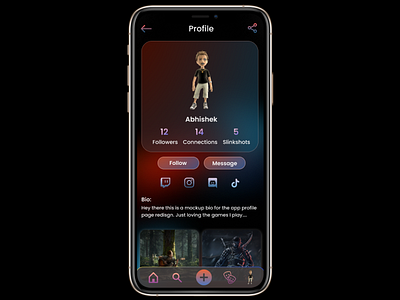 Profile Tab UI design- Slinkshot App