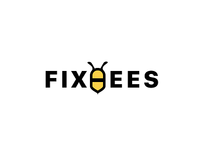 Logo #01: Fixbees Logo bee black logo simple word yellow