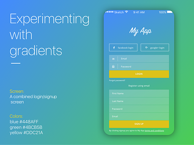 Experimenting with Gradients flat gradient login mobile signup simple