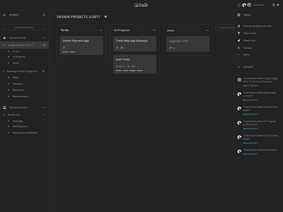 Trello cards dark list management task to do trello