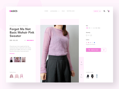 E-commerce Product Page 100daysofui cart design ecoomerce girly pink product shopping ui uidesign ux web website winter