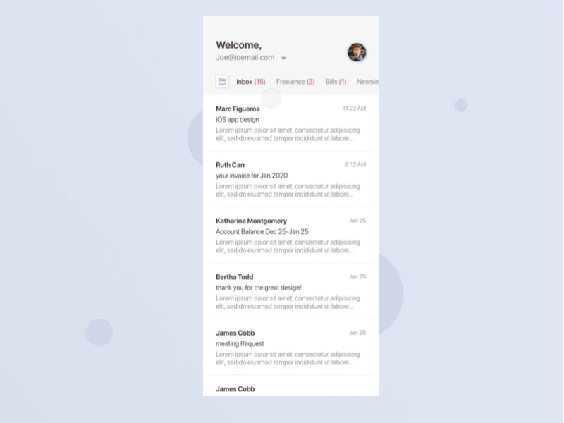 Simple Mail animation app design email folders interaction mail mobile principle ui uidesign ux